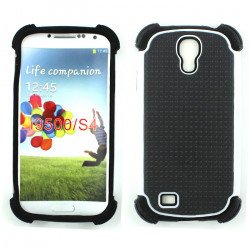 Samsung Galaxy S4 Gummy Shell Case (Black-White)